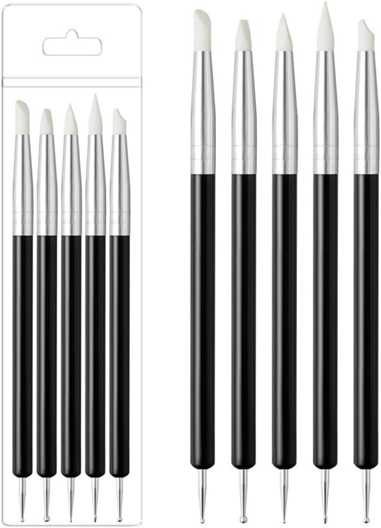 Amz Camel Silicone Clay Set, 5 Pcs Silicone Sculpting Tools, Flexible Clay Gadget, Professional Carving Tools, Handmade Ceramic Wworks, DIY Carving - Black - Image 1